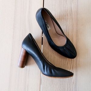 Clarks Black High Heel Shoes - Brown Heel